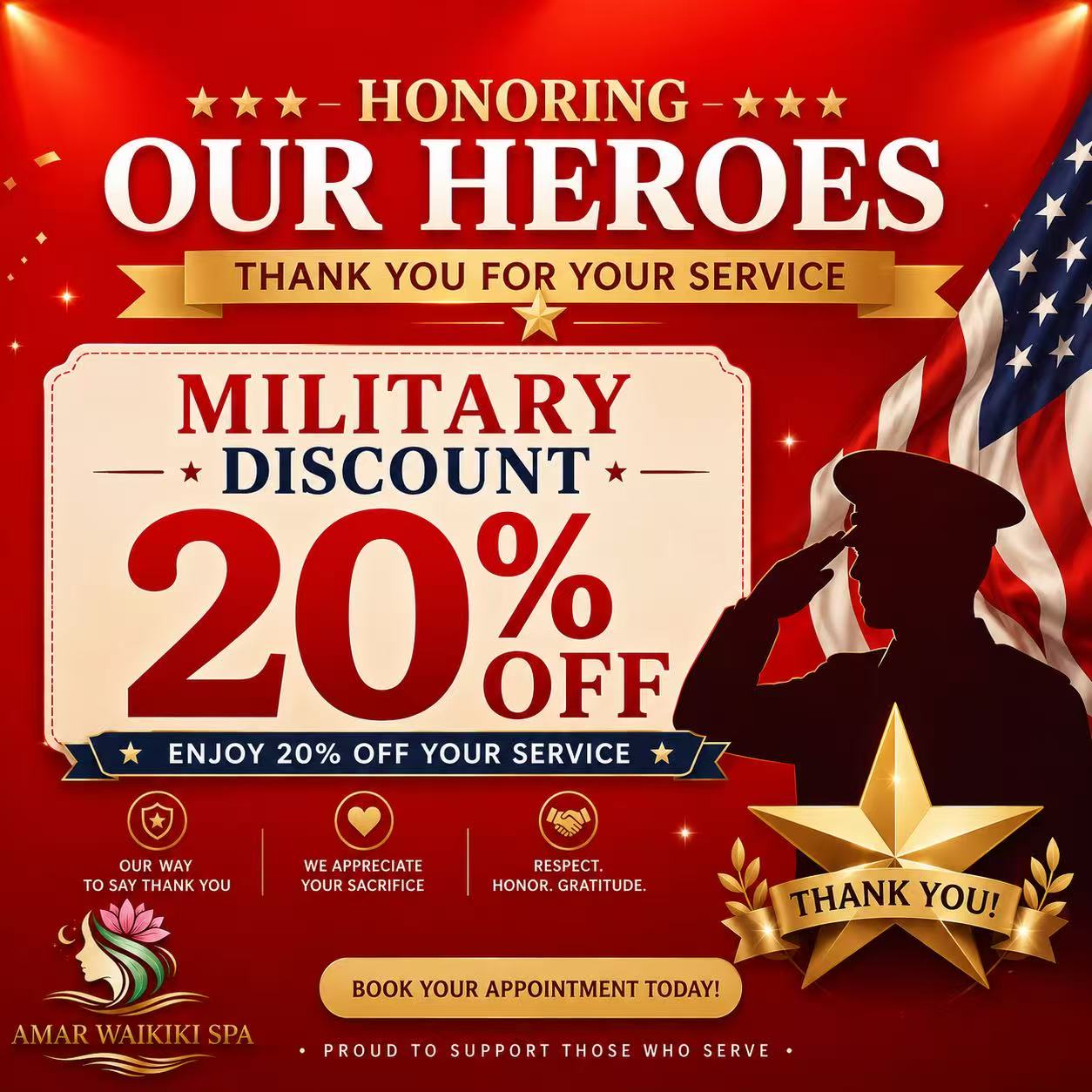 Military discount: 20% off